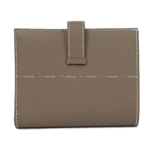 HERMES Bi-fold wallet Bearn Compact Etoupe Veau Epsom Gold HW Stamp W[BRAND NEW][Authentic]