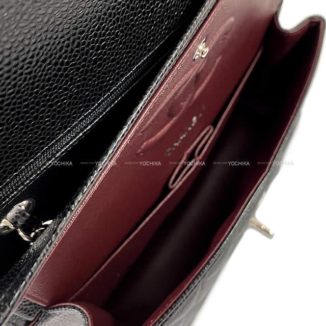 CHANEL Shoulder bag Matelasse25 W Flap Chain Noir (Black)/Bordeaux Graind Calf(Caviarskin) Silver HW A01112[EXCELLENT][Authentic]
