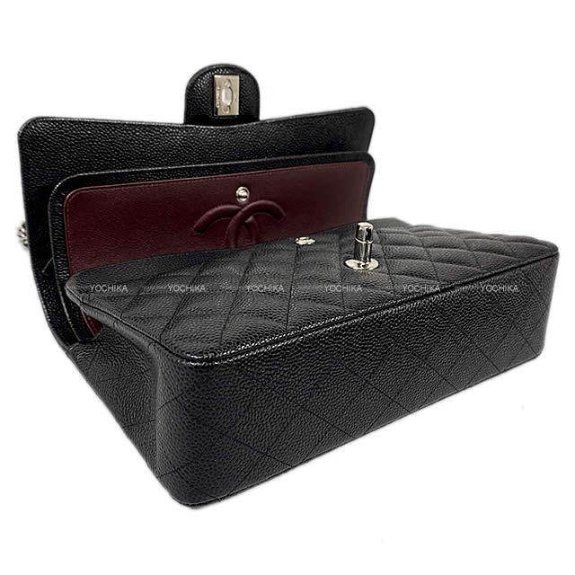 CHANEL Shoulder bag Matelasse25 W Flap Chain Noir (Black)/Bordeaux Graind Calf(Caviarskin) Silver HW A01112[EXCELLENT][Authentic]