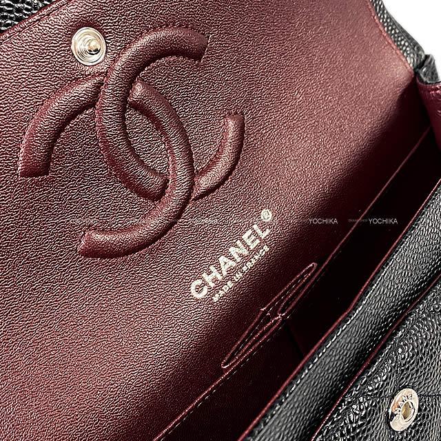 CHANEL Shoulder bag Matelasse25 W Flap Chain Noir (Black)/Bordeaux Graind Calf(Caviarskin) Silver HW A01112[EXCELLENT][Authentic]