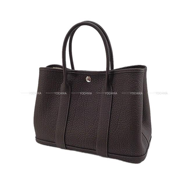 HERMES tote bag Garden Party 30 TPM All Leather Ebene Veau Negonda Silver HW Stamp W[BRAND NEW][Authentic]