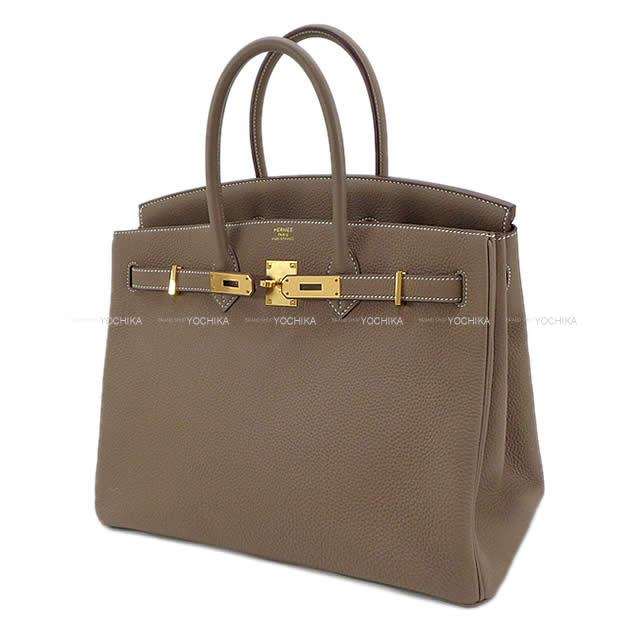 HERMES Handbag Birkin35 Etoupe Veau Togo Gold HW Stamp U[EXCELLENT][Authentic]