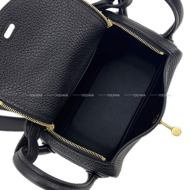 HERMES Shoulder bag Lindy mini 20 Noir (Black) Taurillon Clemence Gold HW Stamp W[BRAND NEW][Authentic]