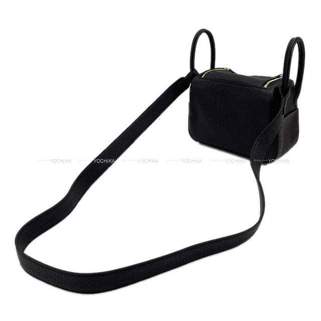 HERMES Shoulder bag Lindy mini 20 Noir (Black) Taurillon Clemence Gold HW Stamp K[BRAND NEW][Authentic]