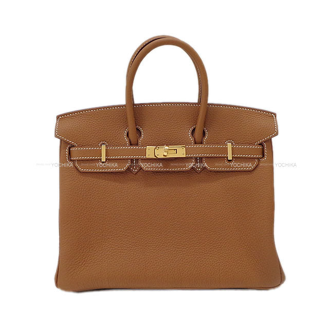 HERMES Handbag Birkin25 Gold Veau Togo Gold HW Stamp W[BRAND NEW][Authentic]