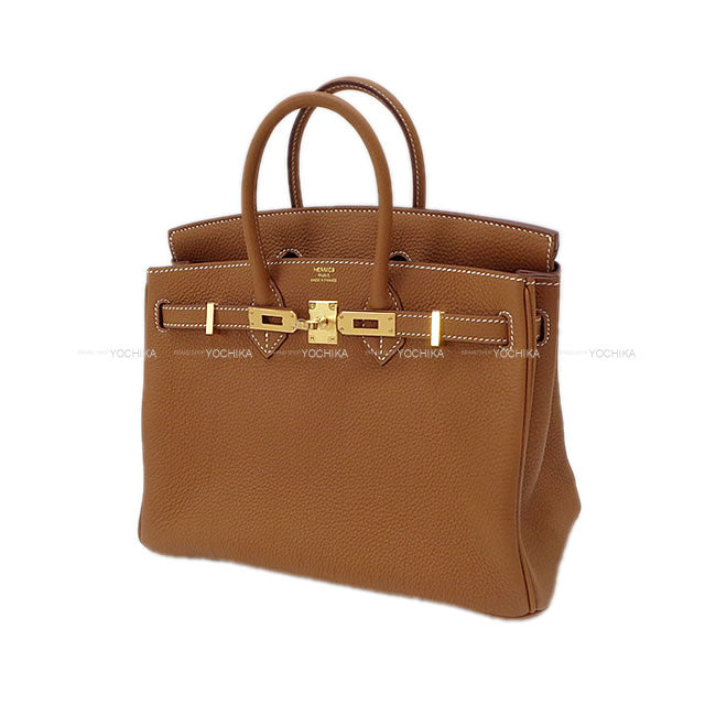 HERMES Handbag Birkin25 Gold Veau Togo Gold HW Stamp W[BRAND NEW][Authentic]