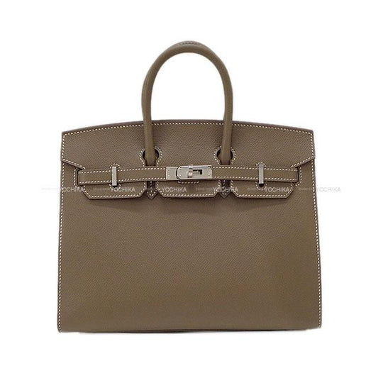 HERMES Handbag Birkin25 Sellier Etoupe Veau Epsom Silver HW Stamp B[BRAND NEW][Authentic]