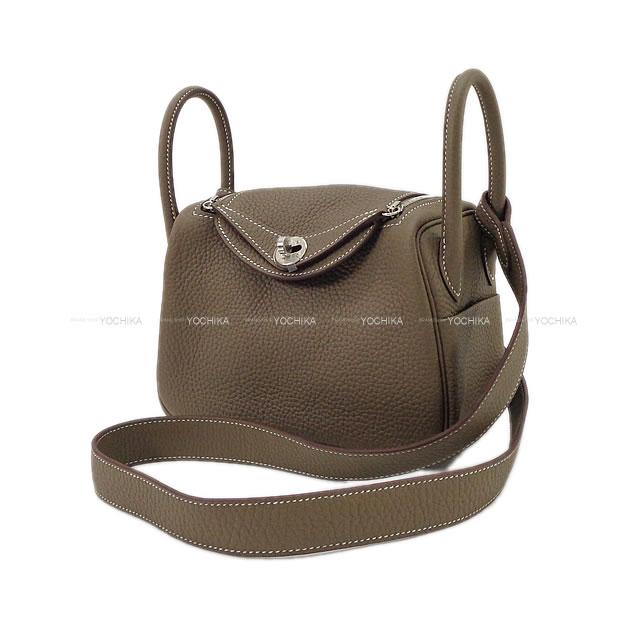 HERMES Shoulder bag Lindy 20 mini Etoupe Taurillon Clemence Silver HW Stamp K[BRAND NEW][Authentic]