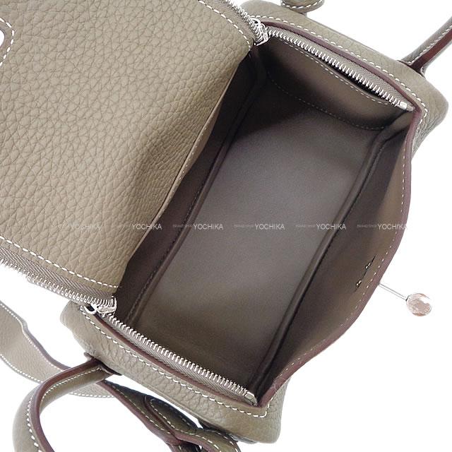 HERMES Shoulder bag Lindy 20 mini Etoupe Taurillon Clemence Silver HW Stamp K[BRAND NEW][Authentic]
