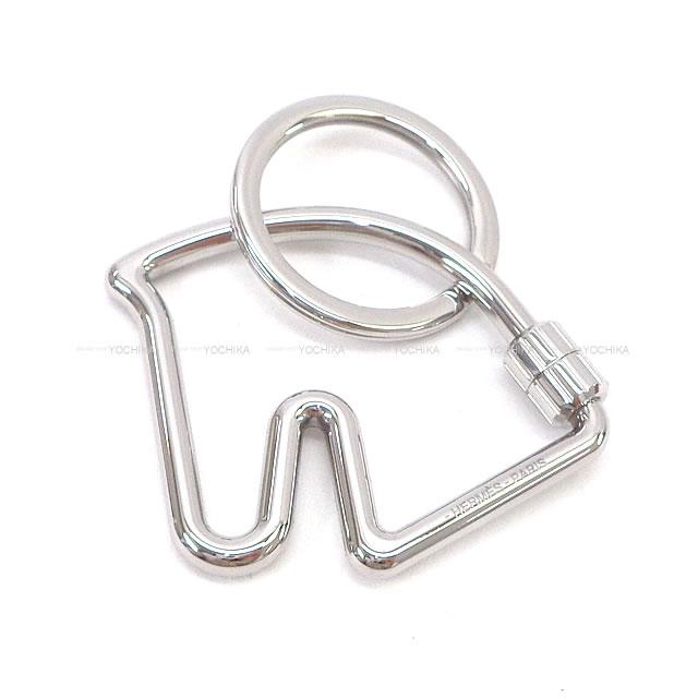 HERMES keyring(key holder) key chain Horse Cheval Silver Palladium plated Ring: Diameter 1.2"[BRAND NEW][Authentic]