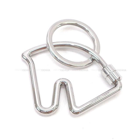 HERMES keyring(key holder) key chain Horse Cheval Silver Palladium plated Ring: Diameter 1.2"[BRAND NEW][Authentic]