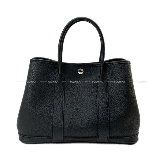 HERMES tote bag Garden Party 30 TPM All Leather Noir (Black) Veau Negonda Silver HW Stamp W[BRAND NEW][Authentic]