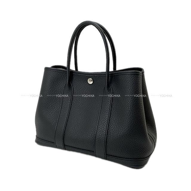 HERMES tote bag Garden Party 30 TPM All Leather Noir (Black) Veau Negonda Silver HW Stamp B[BRAND NEW][Authentic]