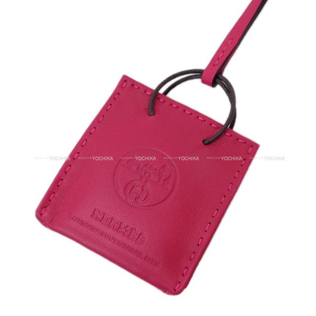 HERMES bag charm Sac Orange Mini Shopping bag Rose Mexicoe Agneau Milo Stamp Y[EXCELLENT][Authentic]