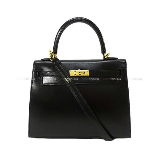 HERMES Shoulder bag Kelly25 Sellier Noir (Black) Box Calf Gold HW Stamp K[BRAND NEW][Authentic]