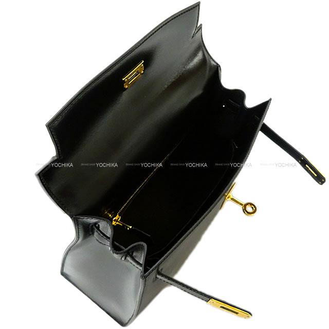 HERMES Shoulder bag Kelly25 Sellier Noir (Black) Box Calf Gold HW Stamp K[BRAND NEW][Authentic]