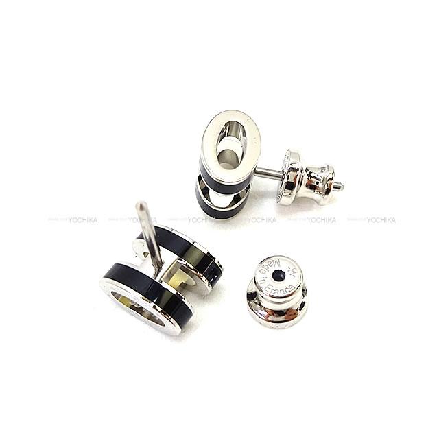 HERMES pierced earring Mini Pop H Noir (Black) Silver Plated/lacquer[BRAND NEW][Authentic]