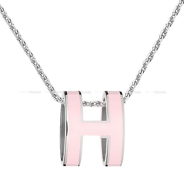 HERMES necklace Pop H Rose Dragee Silver plated palladium/lacquer Silver HW[BRAND NEW][Authentic]