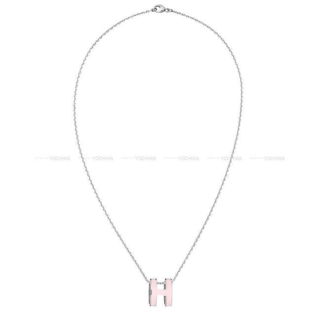 HERMES necklace Pop H Rose Dragee Silver plated palladium/lacquer Silver HW[BRAND NEW][Authentic]