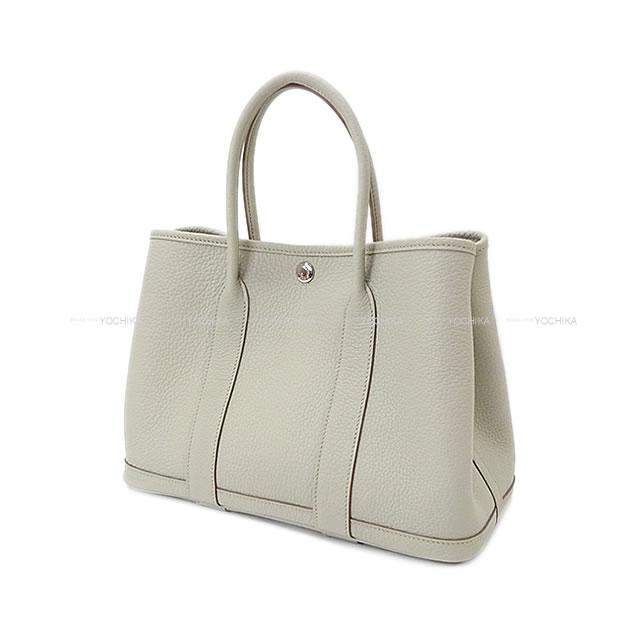 HERMES tote bag Garden Party 30 TPM All Leather Beton Veau Negonda Silver HW Stamp W[BRAND NEW][Authentic]