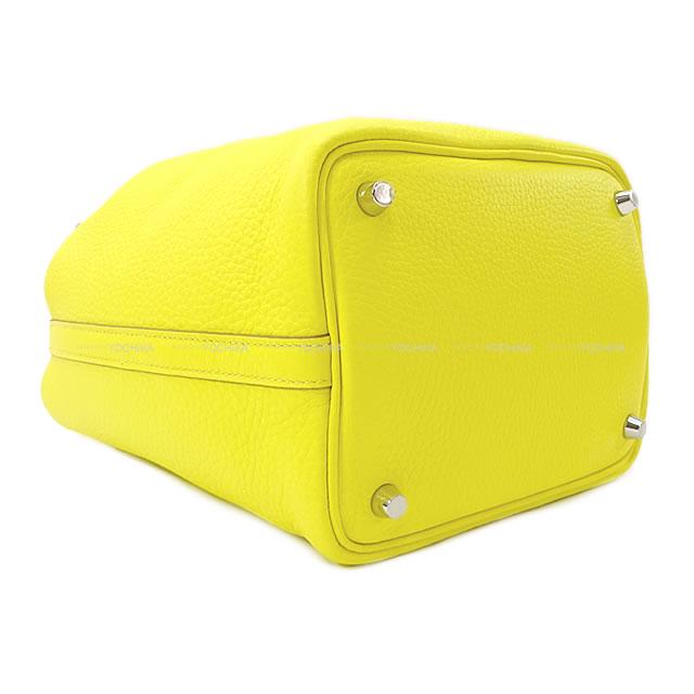 HERMES Handbag Picotin Lock 18 PM Lime Taurillon Clemence Silver HW Stamp B[EXCELLENT][Authentic]