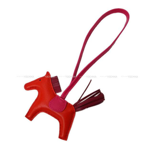 HERMES bag charm Rodeo PM Rouge Indien/Rubis/Rose Mexicoe Agneau Milo[EXCELLENT][Authentic]