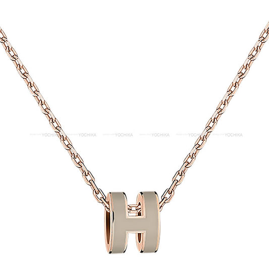 HERMES necklace Chain Necklace Mini Pop H Marron Grace Rose Gold Plated Palladium Rose Gold HW[BRAND NEW][Authentic]