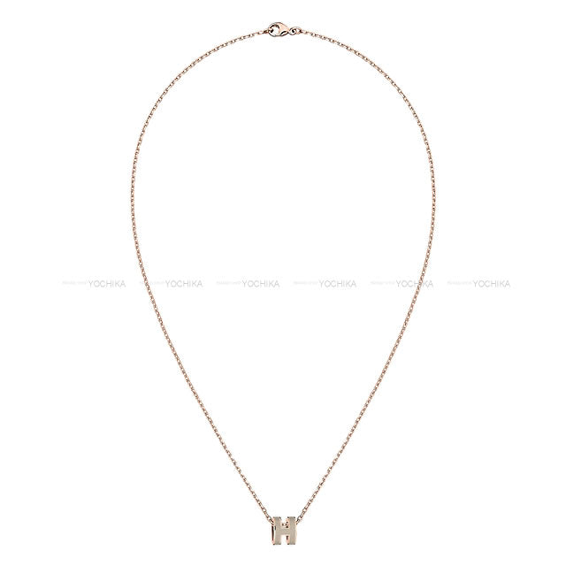 HERMES necklace Chain Necklace Mini Pop H Marron Grace Rose Gold Plated Palladium Rose Gold HW[BRAND NEW][Authentic]