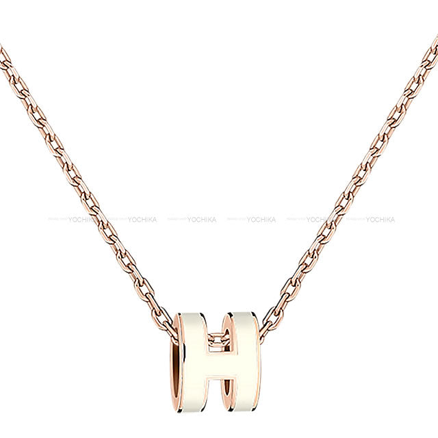 HERMES necklace Mini Pop H Blanc (White) Rose gold plated palladium Rose Gold HW[BRAND NEW][Authentic]