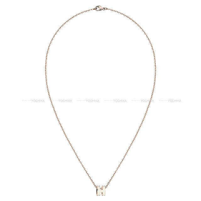 HERMES necklace Mini Pop H Blanc (White) Rose gold plated palladium Rose Gold HW[BRAND NEW][Authentic]