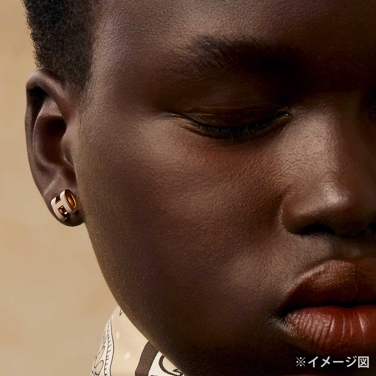 HERMES pierced earring Mini Pop H EarringMarron Grace Rosegold plated/Lacquer Rose Gold HW[EXCELLENT][Authentic]