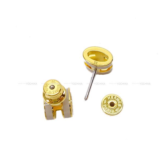 HERMES pierced earring Mini Pop H Marron grace Gold Plated Gold HW[BRAND NEW][Authentic]