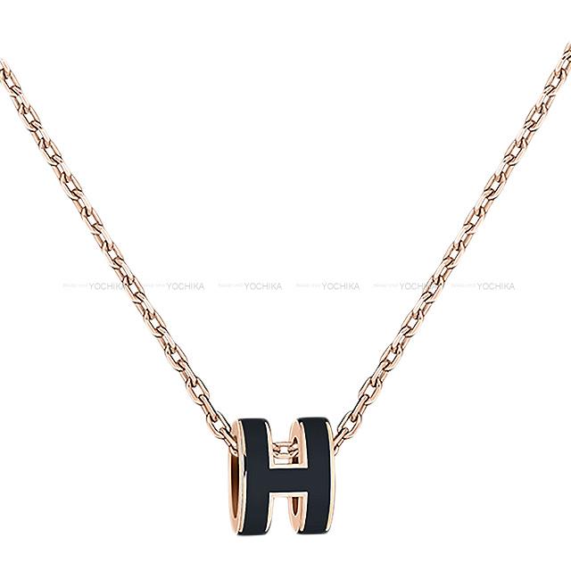 HERMES necklace Mini Pop H Noir (Black) Rose gold plated palladium Rose Gold HW[BRAND NEW][Authentic]