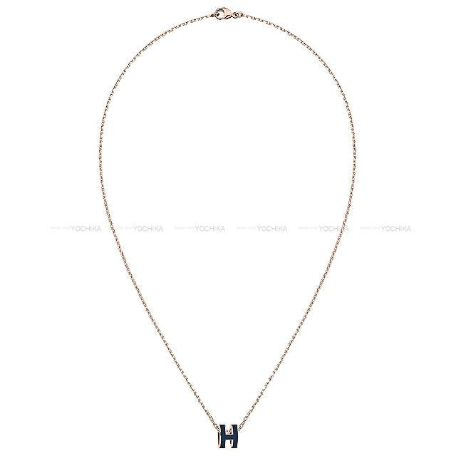 HERMES necklace Mini Pop H Noir (Black) Rose gold plated palladium/Lacquer Rose Gold HW[EXCELLENT][Authentic]
