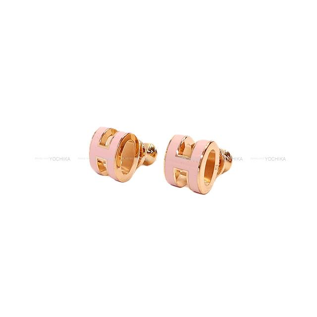 HERMES pierced earring Mini Pop H Rose Dragee Rose Gold Plated/lacquer[BRAND NEW][Authentic]