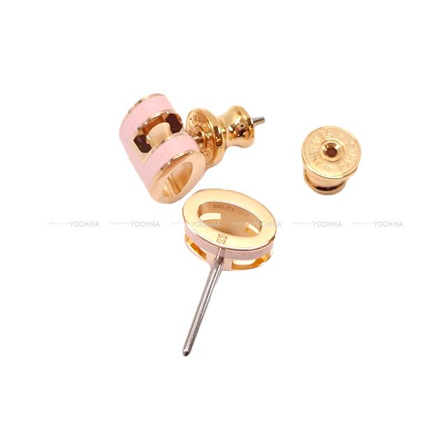 HERMES pierced earring Mini Pop H Rose Dragee Rose Gold Plated/lacquer[BRAND NEW][Authentic]