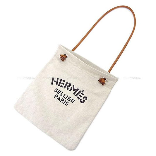 HERMES Shoulder bag Sac Aline MM Naturel/Gold Toile Chevrons/Veau Swift Silver HW Stamp B[BRAND NEW][Authentic]