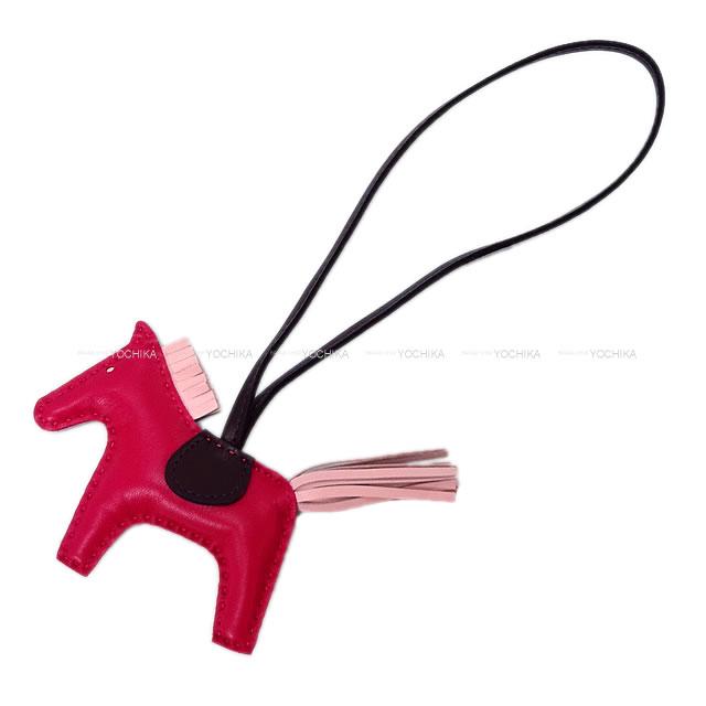 HERMES bag charm Rodeo PM Framboise/Rose Sakura/Rouge Sellier Agneau Milo Stamp Y[EXCELLENT][Authentic]