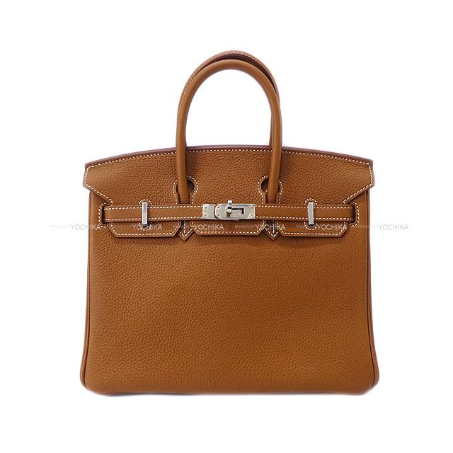 HERMES Handbag Birkin25 Gold Veau Togo Silver HW Stamp U[EXCELLENT][Authentic]