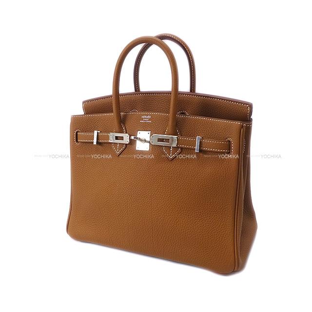 HERMES Handbag Birkin25 Gold Veau Togo Silver HW Stamp U[EXCELLENT][Authentic]