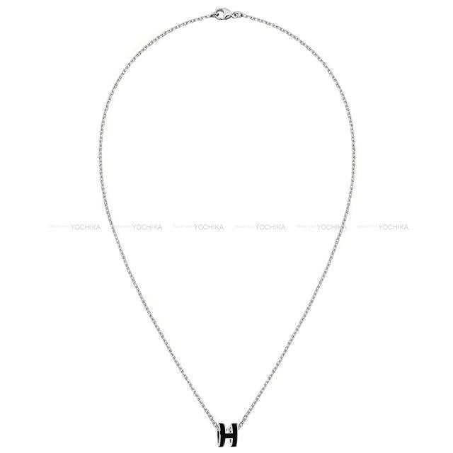 HERMES necklace Mini Pop H Chain Noir (Black) Silver Plated/lacquer[BRAND NEW][Authentic]