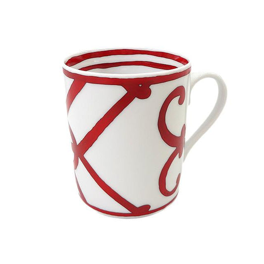 HERMES mug cup Guadalquivir No2 300ml Blanc (White) /Rouge Porcelain[EXCELLENT][Authentic]
