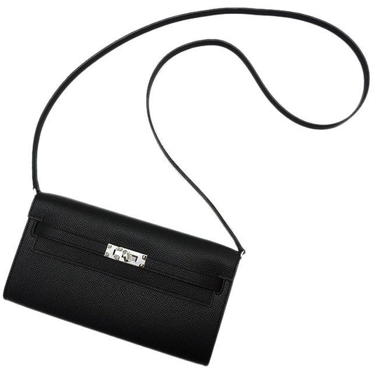HERMES long wallet Kelly Wallet To Go Long Noir (Black) Veau Epsom Silver HW Stamp W[BRAND NEW][Authentic]