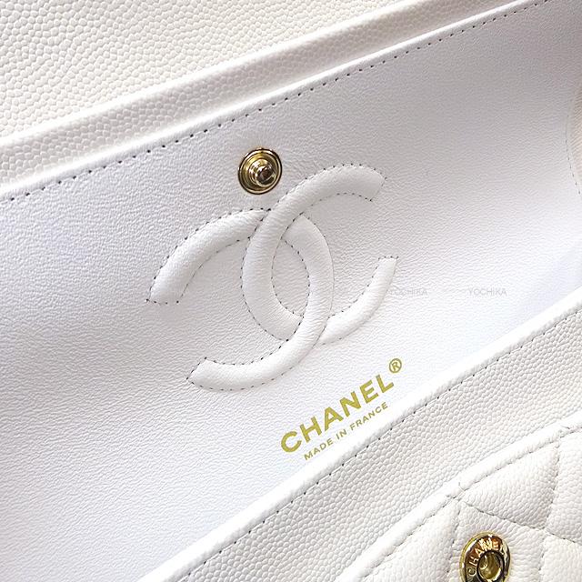 CHANEL Shoulder bag Matelasse 23 COCO W Flap Classic Small Blanc (White) Graind Calf(Caviarskin) Champagne Gold HW A01113[BRAND NEW][Authentic]