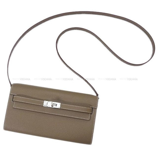 HERMES long wallet Kelly Wallet Long To Go Etoupe Veau Epsom Silver HW Stamp K[BRAND NEW][Authentic]