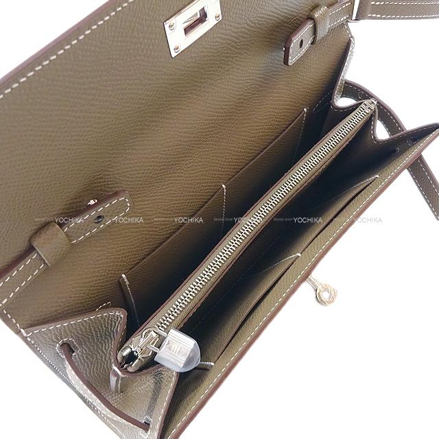 HERMES long wallet Kelly Wallet Long To Go Etoupe Veau Epsom Silver HW Stamp K[BRAND NEW][Authentic]