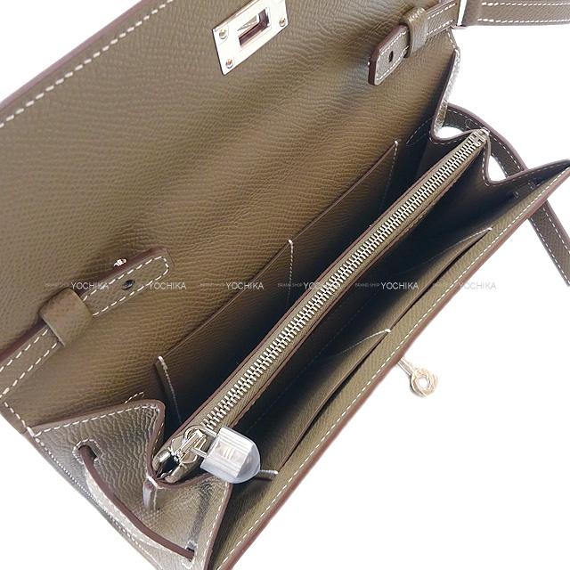 HERMES long wallet Kelly Wallet Long To Go Etoupe Veau Epsom Silver HW Stamp B[BRAND NEW][Authentic]