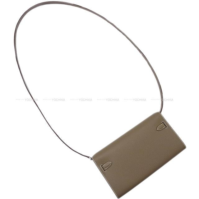 HERMES long wallet Kelly Wallet Long To Go Etoupe Veau Epsom Silver HW Stamp K[BRAND NEW][Authentic]