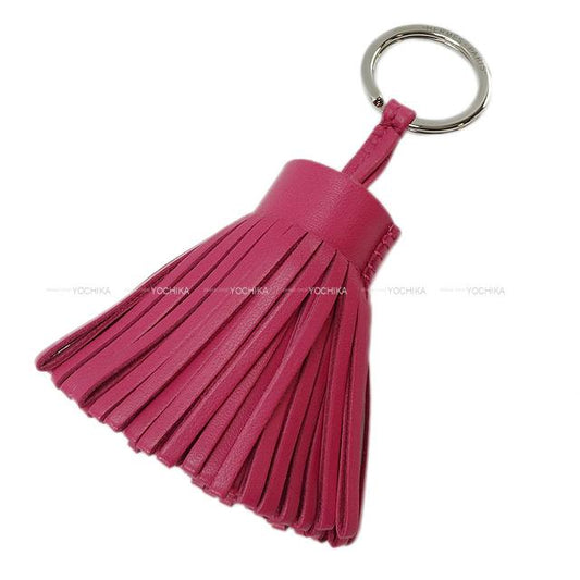 HERMES key ring Carmen Rose Shocking Agneau Milo Silver HW[EXCELLENT][Authentic]