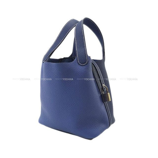 [Pre-loved] HERMES Handbag Picotin Lock 18 PM Casaque Bleu Brighton/Bleu Saphir Taurillon Clemence Silver HW Stamp Z[LIKE NEW][Authentic]